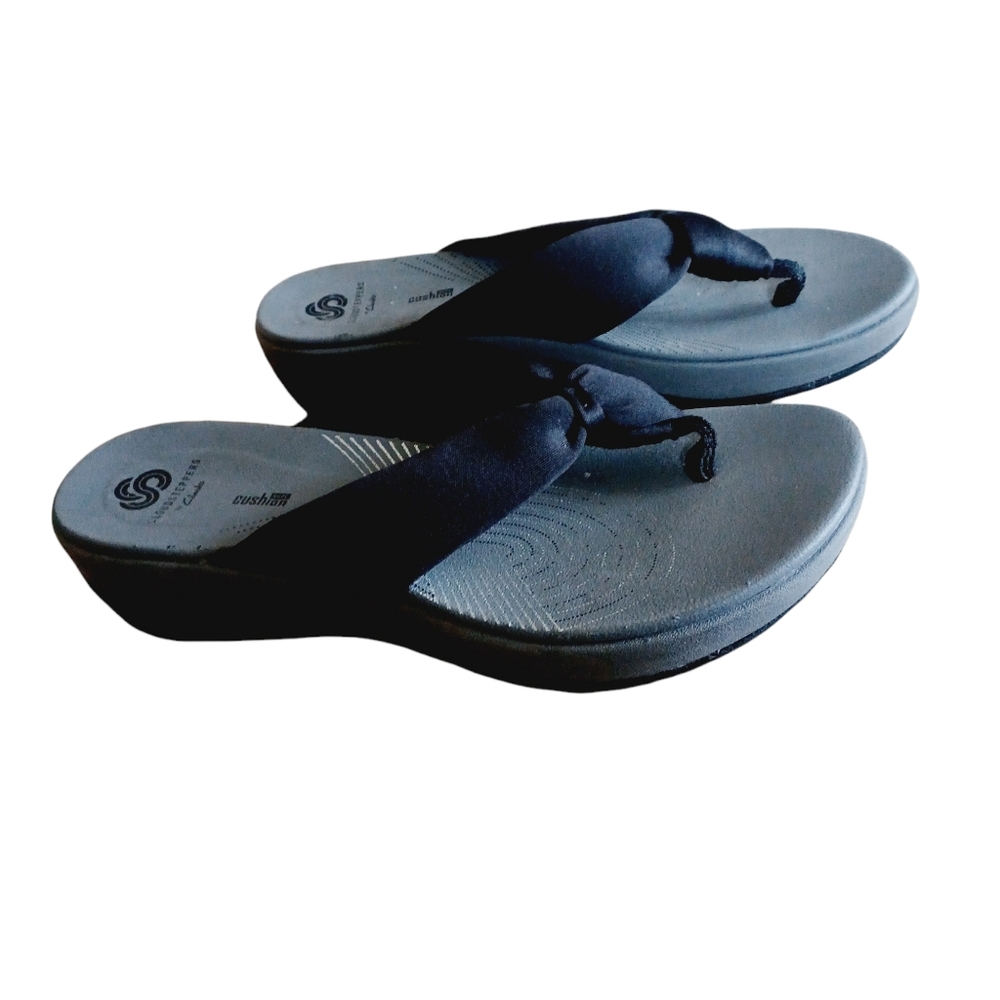 Clarks Cloudstepper Knotted Flip Flops Sandals Si… - image 2